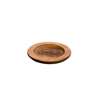 Rundes Untersetzertablett aus walnussfarben gebeiztem Holz – Maße: 20,2 x 1,65 cm